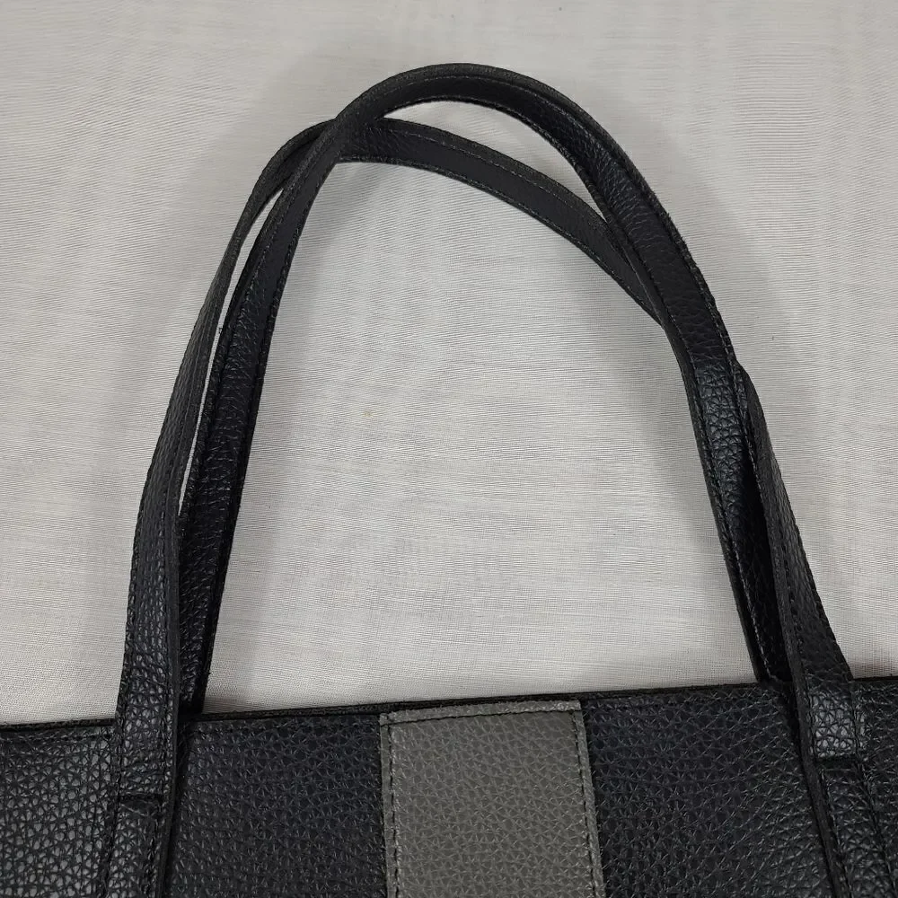 VINCE CAMUTO Black Gray Leather Tote